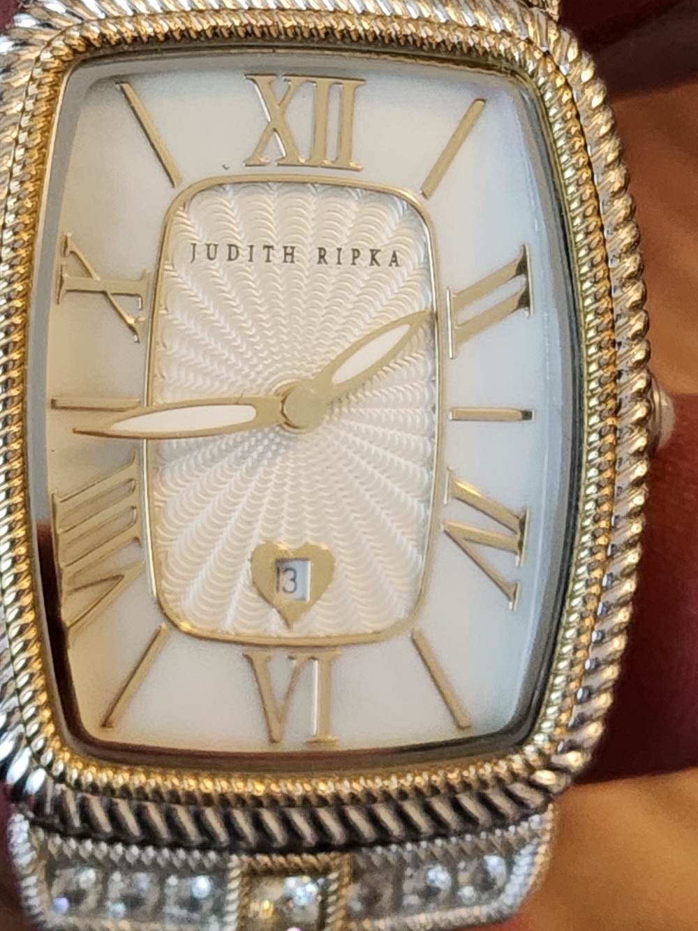 Judith Ripka Two-Tone Rope-Trim Mother-of-Pearl Dial Watch